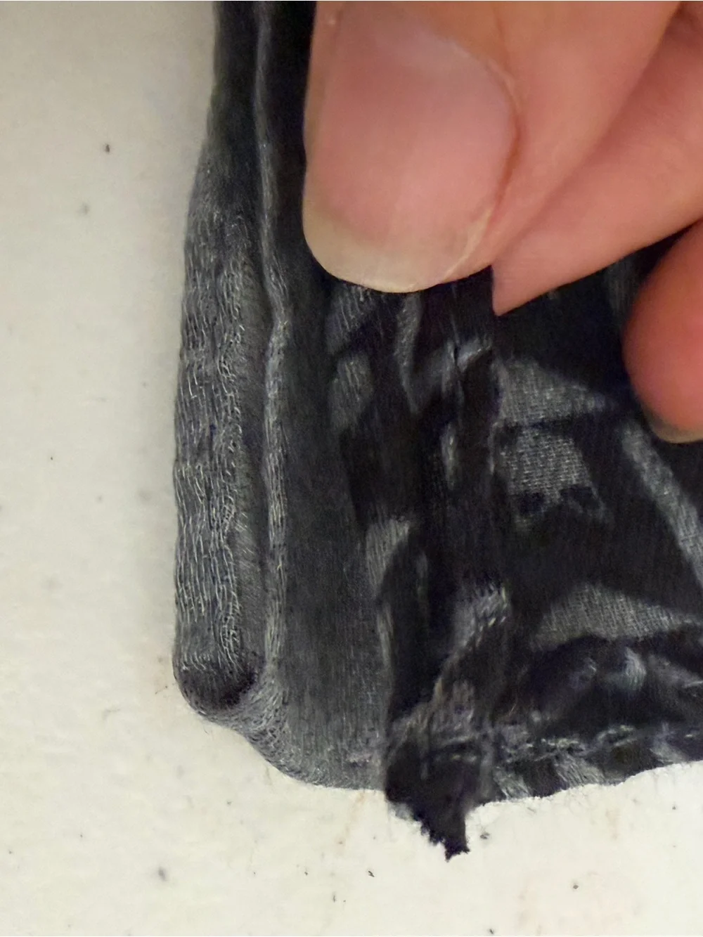 Mephisto Black and Gray Geometric Scarf with Green Label